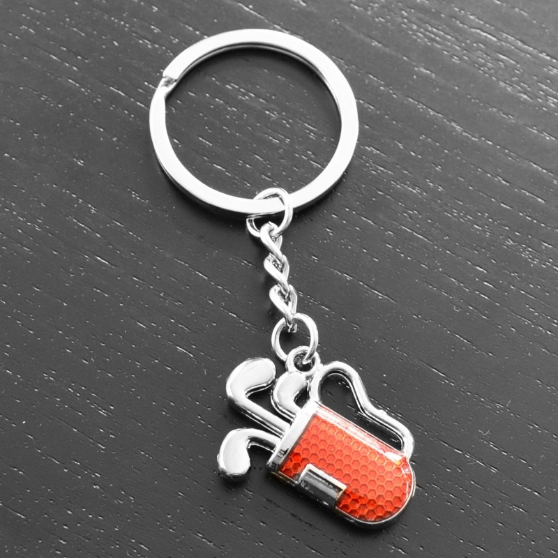 Porte-clés sac de golf 3 clubs caddie rouge Porte-clés sac de golf 3 clubs caddie rouge
