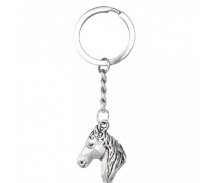 Porte-clés animal cheval argenté