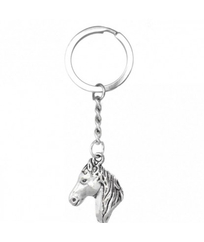 Porte-clés animal cheval argenté