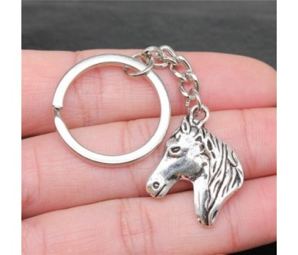 Porte-clés animal cheval argenté
