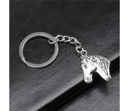 Porte-clés animal cheval argenté