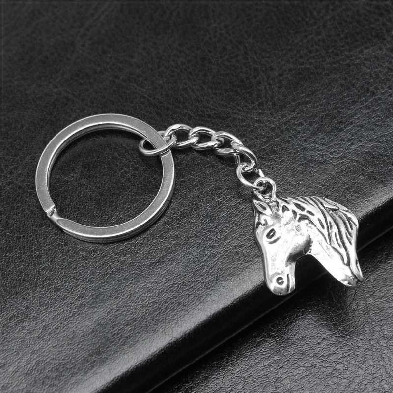 Porte-clés animal cheval argenté
