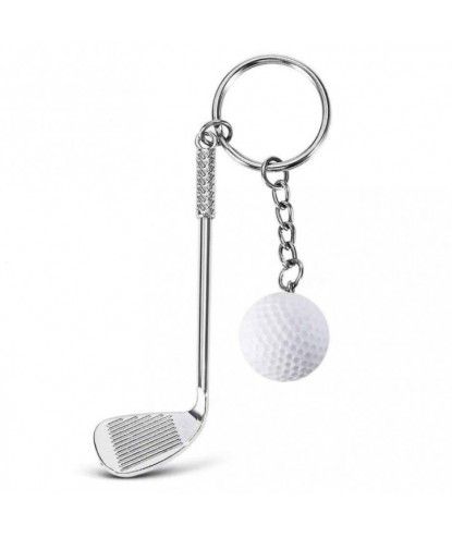 Porte-clés club et balle de golf blanche argenté