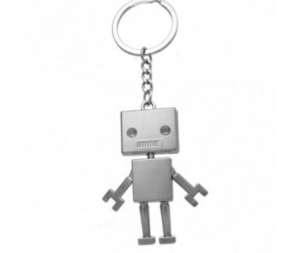 Porte-clés petit robot articulé argenté