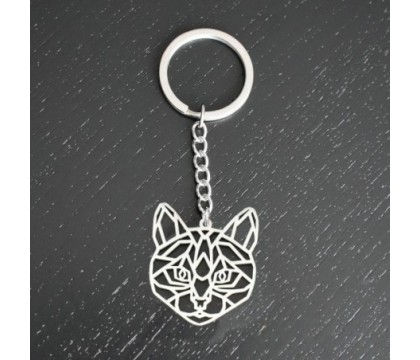 Porte-clés chat félin origami acier