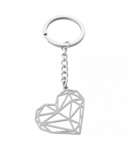 Porte-clés coeur origami acier