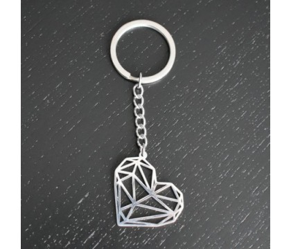 Porte-clés coeur origami acier