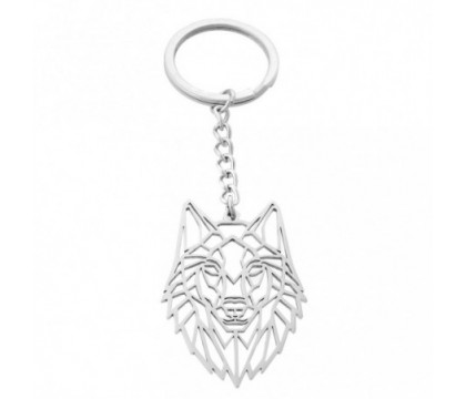 Porte-clés loup animal origami acier