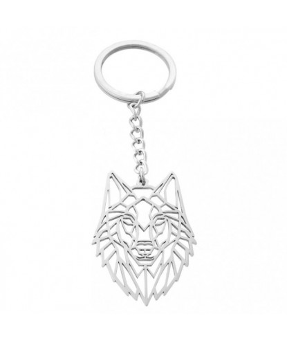 Porte-clés loup animal origami acier