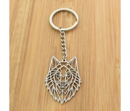 Porte-clés loup animal origami acier