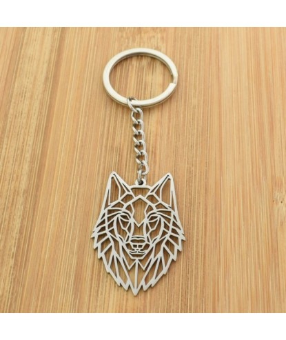 Porte-clés loup animal origami acier