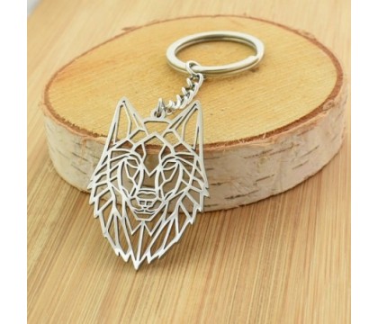Porte-clés loup animal origami acier