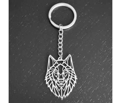 Porte-clés loup animal origami acier