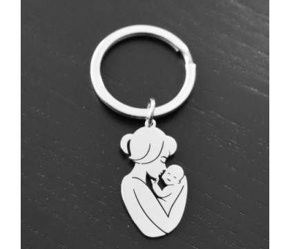 Porte-clés mère et son enfant acier
