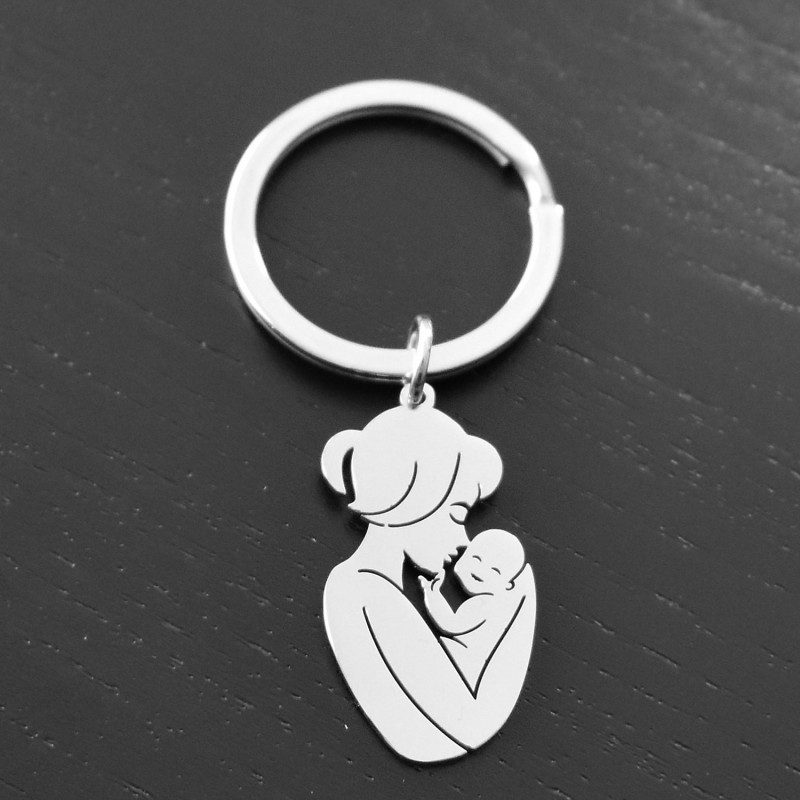 Porte-clés mère et son enfant acier