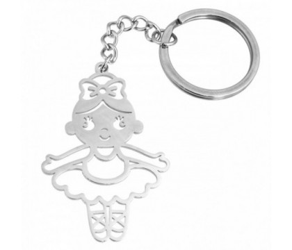 Porte-clés danseuse fille danse classique ballet acier inoxydable