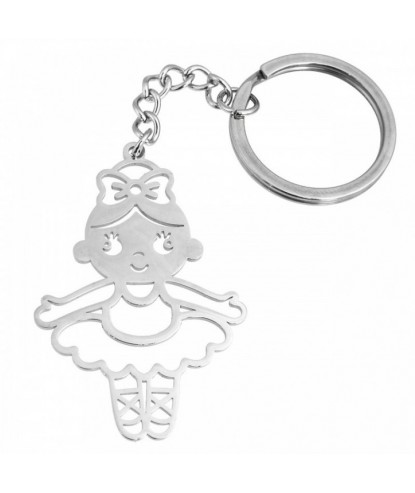 Porte-clés danseuse fille danse classique ballet acier inoxydable