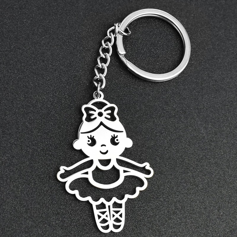 Porte-clés danseuse fille danse classique ballet acier inoxydable Porte-clés danseuse fille danse classique ballet acier inoxydable