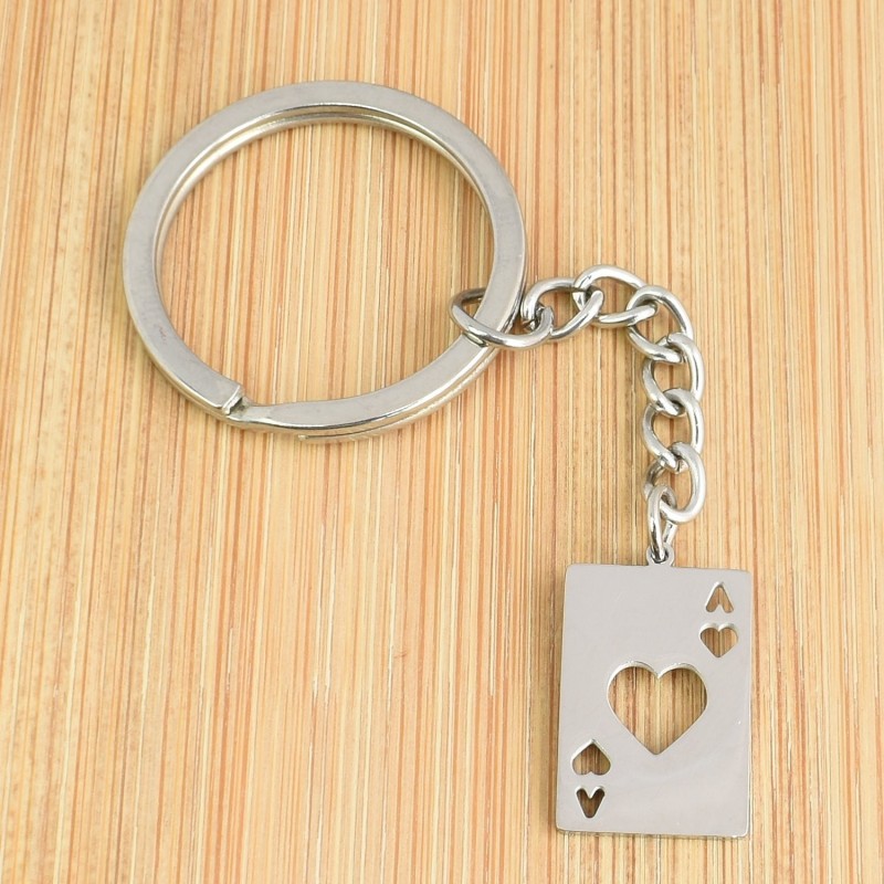Porte-clés carte as de coeur ajouré en acier