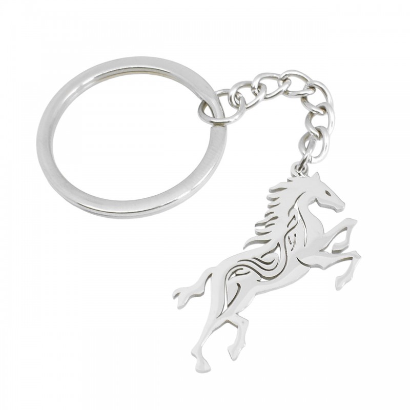Porte-clés cheval au galop ajouré en acier
