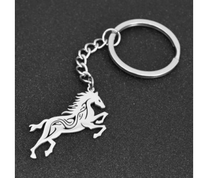 Porte-clés cheval au galop ajouré en acier