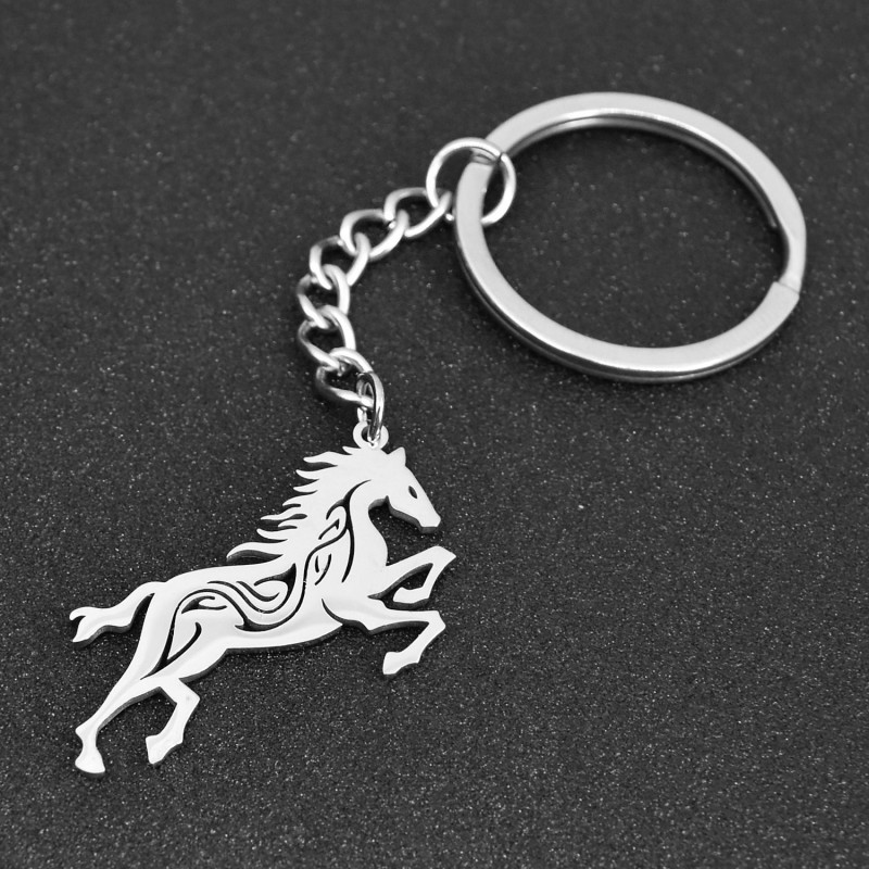 Porte-clés cheval au galop ajouré en acier