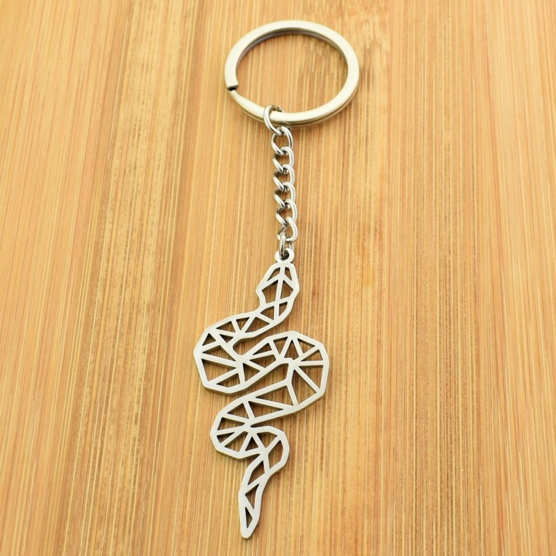 Porte-clés serpent origami acier