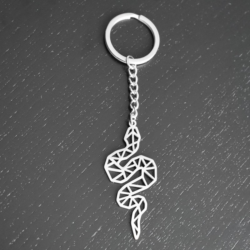 Porte-clés serpent origami acier