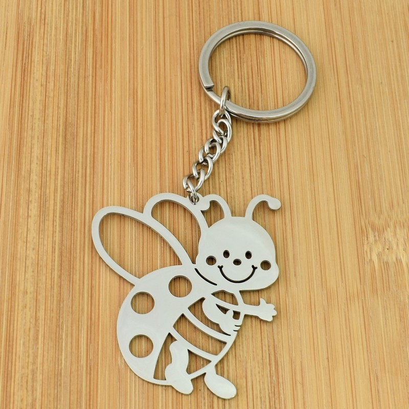 Porte-clés abeille acier inoxydable Porte-clés abeille acier inoxydable
