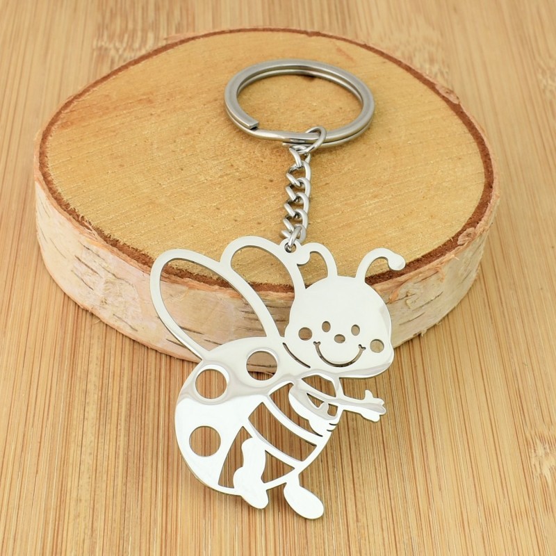 Porte-clés abeille acier inoxydable Porte-clés abeille acier inoxydable