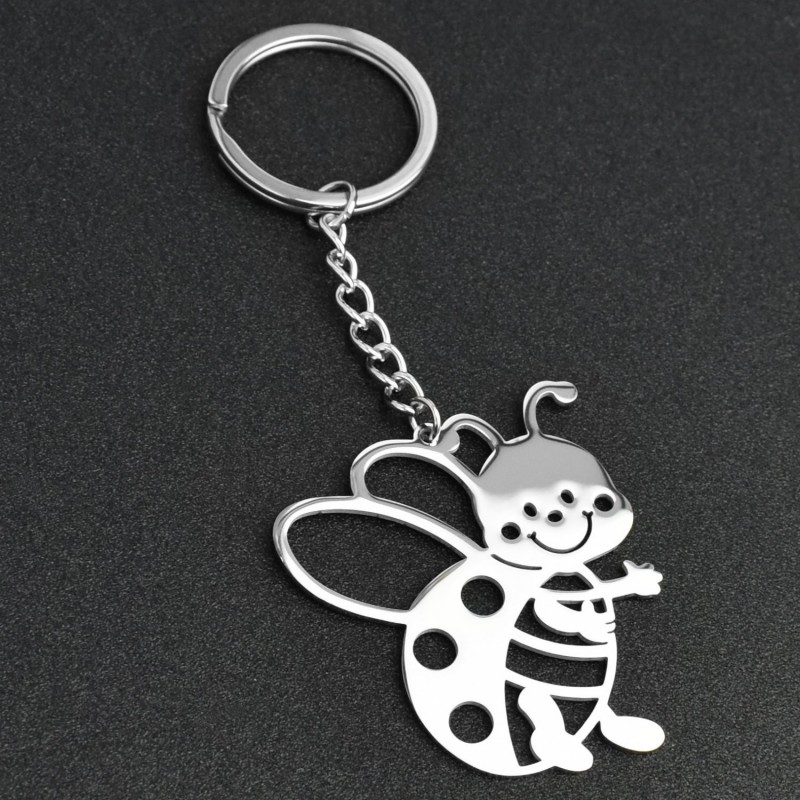 Porte-clés abeille acier inoxydable Porte-clés abeille acier inoxydable