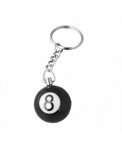 Porte-clés boule de billard 8 pool noir et blanc