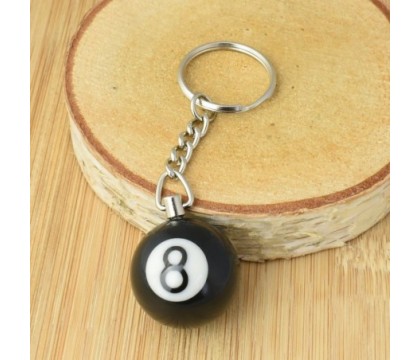 Porte-clés boule de billard 8 pool noir et blanc