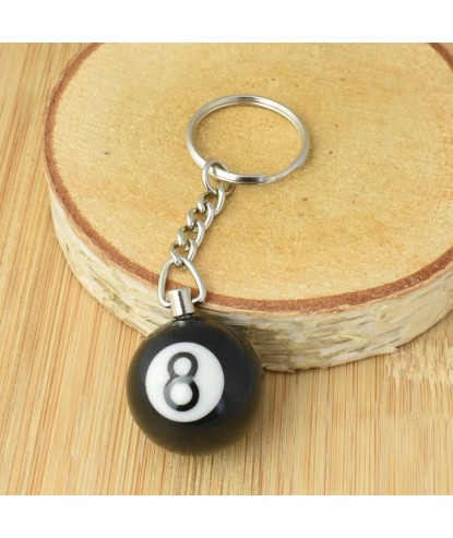 Porte-clés boule de billard 8 pool noir et blanc