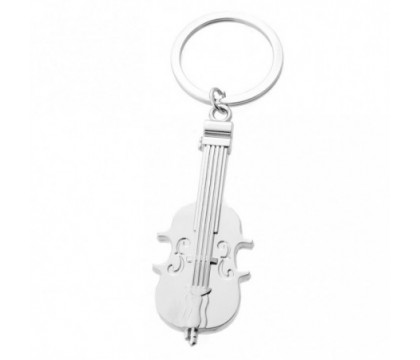 Porte-clés violon instrument de musique classique argenté