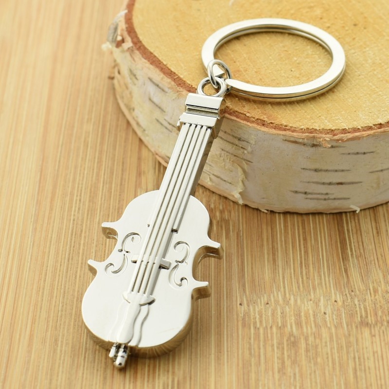Porte-clés violon instrument de musique classique argenté