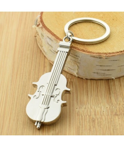 Porte-clés violon instrument de musique classique argenté