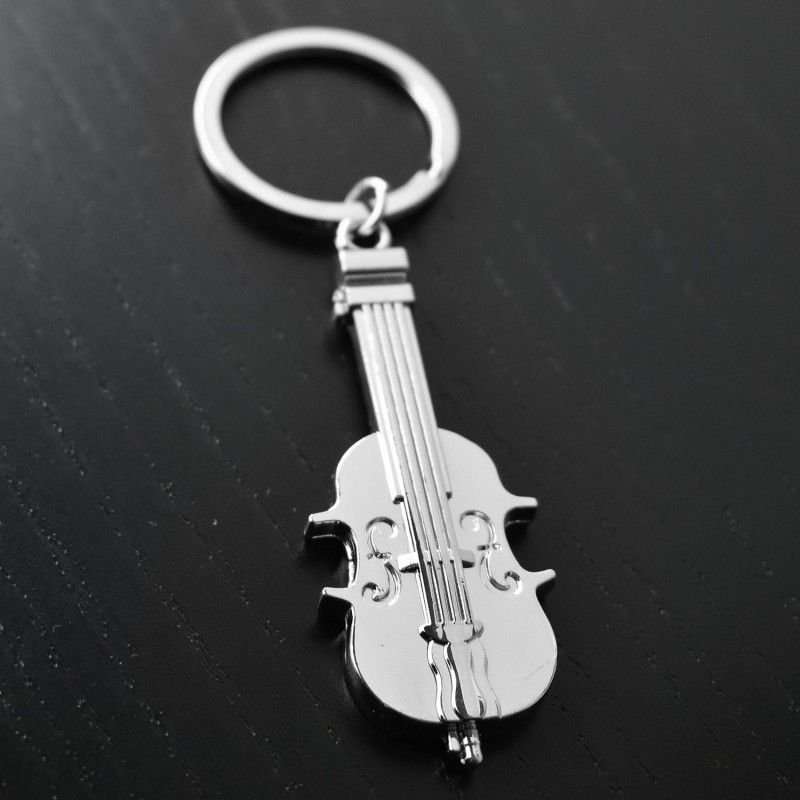 Porte-clés violon instrument de musique classique argenté