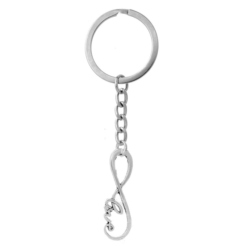 Porte-clés infini écriture love argenté