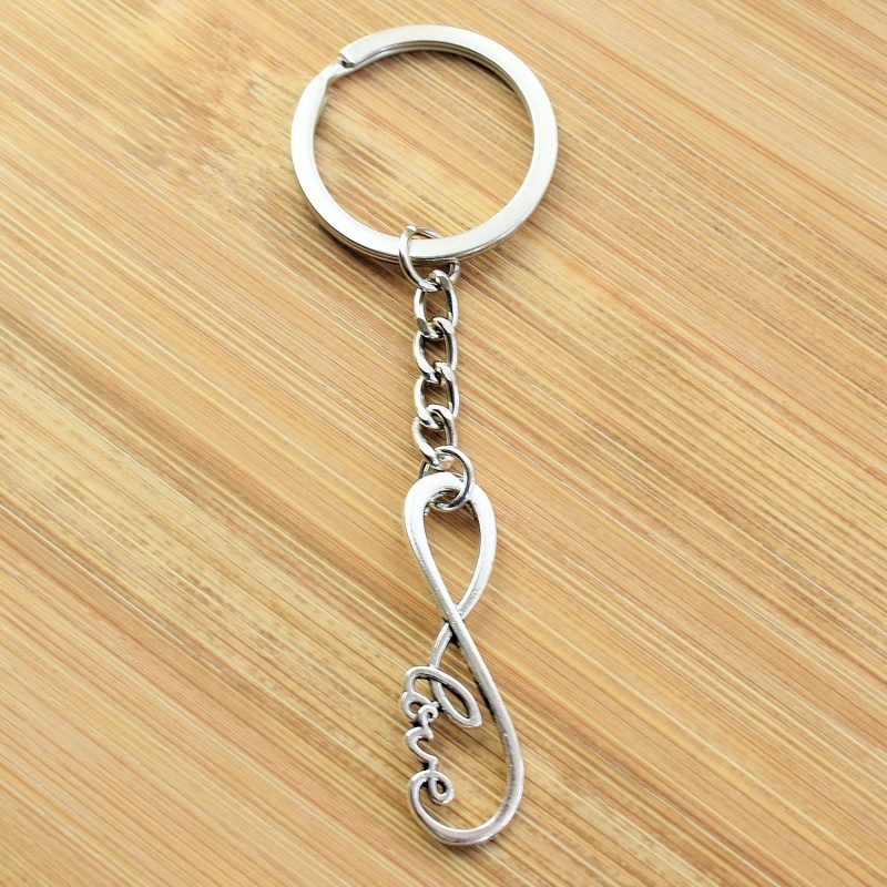 Porte-clés infini écriture love argenté
