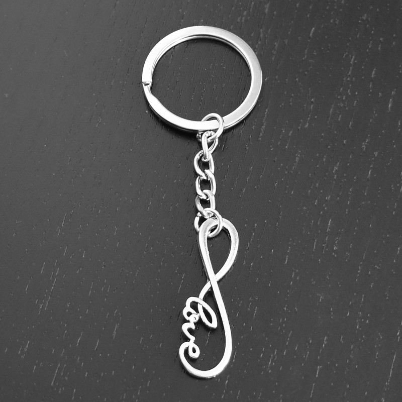 Porte-clés infini écriture love argenté