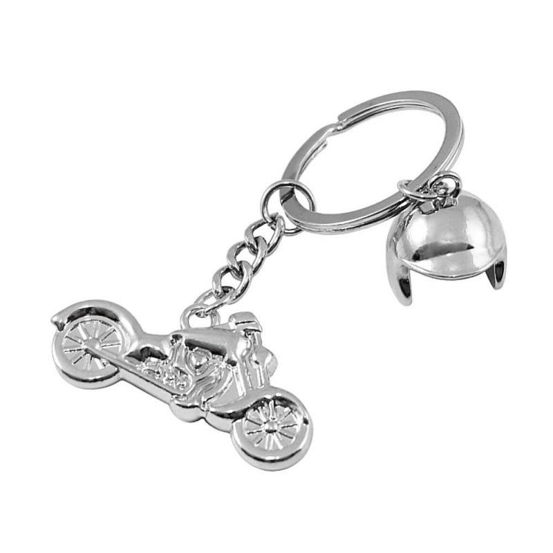 Porte-clés casque et moto argenté Porte-clés casque et moto argenté