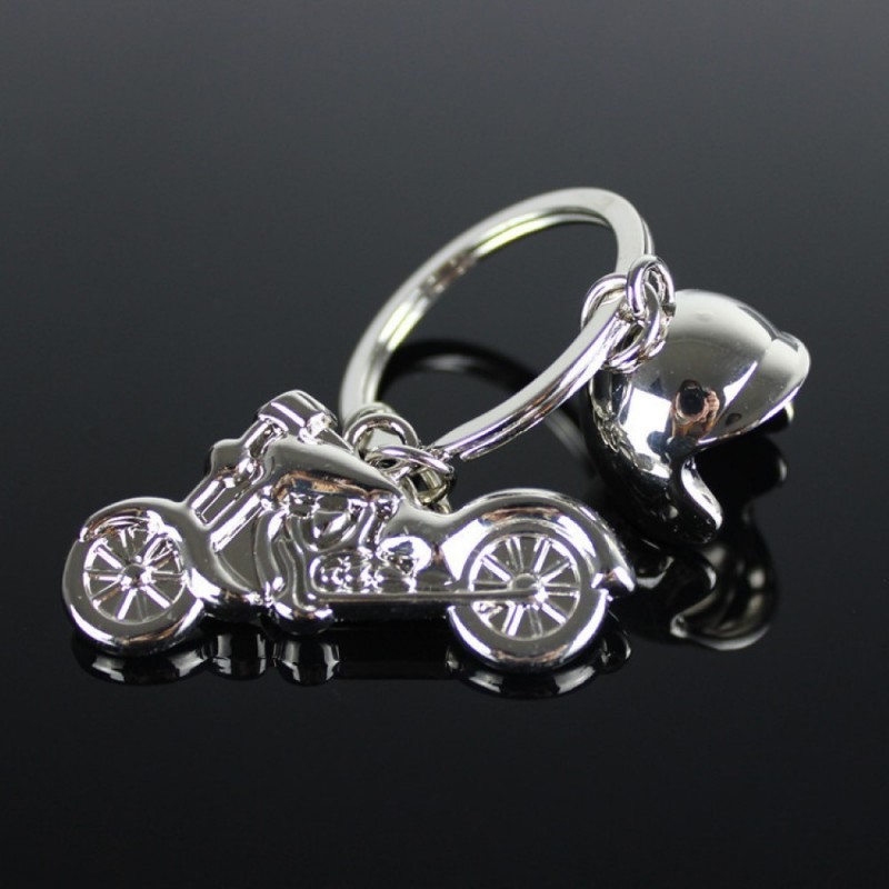 Porte-clés casque et moto argenté Porte-clés casque et moto argenté
