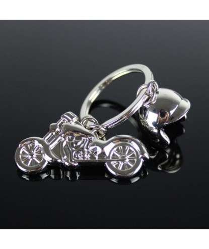 Porte-clés casque et moto argenté