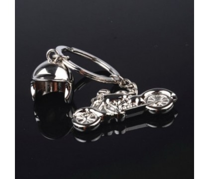 Porte-clés casque et moto argenté Porte-clés casque et moto argenté
