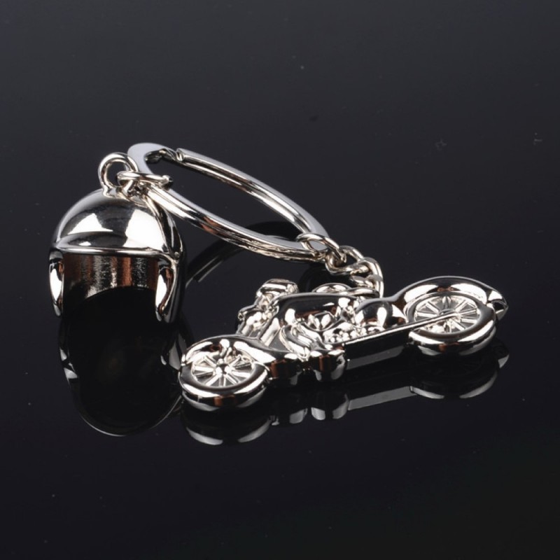Porte-clés casque et moto argenté Porte-clés casque et moto argenté