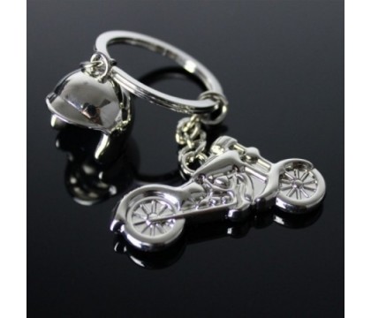 Porte-clés casque et moto argenté Porte-clés casque et moto argenté