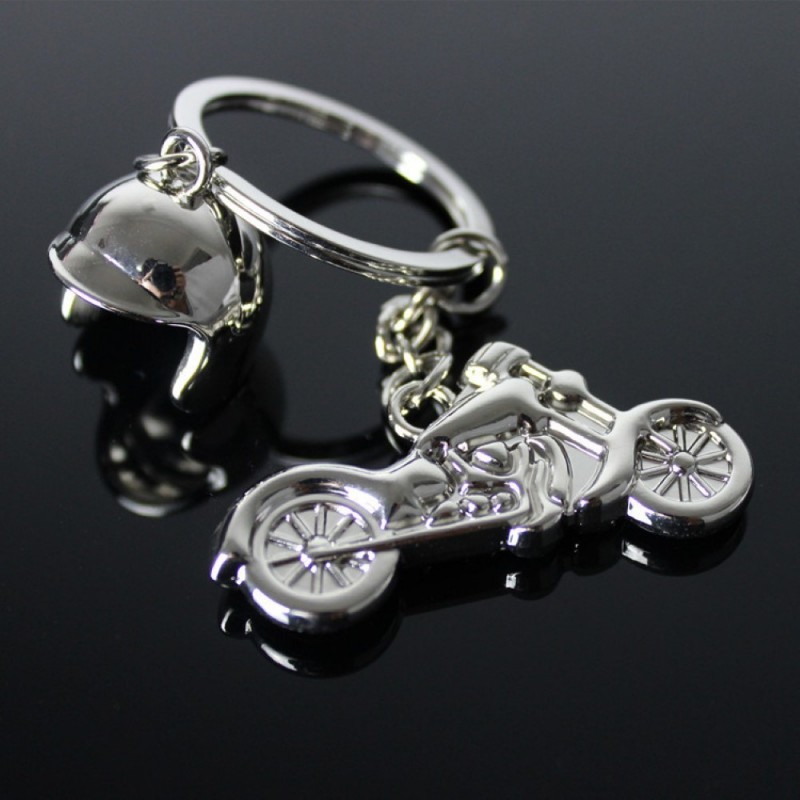 Porte-clés casque et moto argenté Porte-clés casque et moto argenté