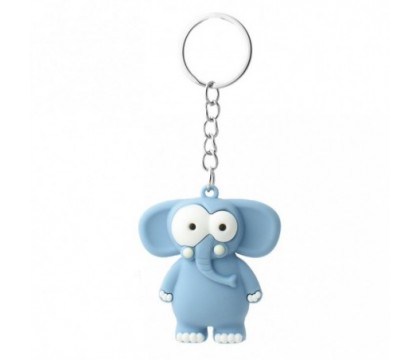 Porte-clés éléphant rigolo bleu en 3D