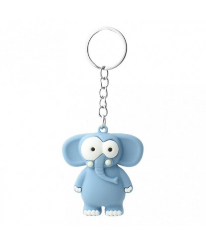 Porte-clés éléphant rigolo bleu en 3D